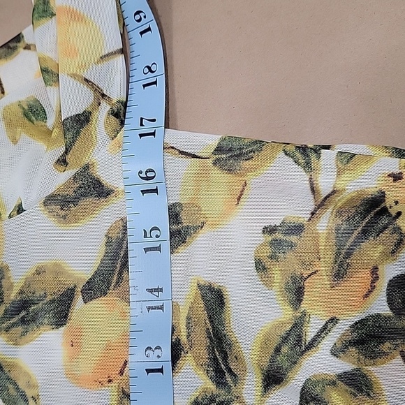 Mishca Size S Lemon / Citrus Babydoll Style Blouse, Sheer, Bell Sleeve, EUC - Picture 8 of 12